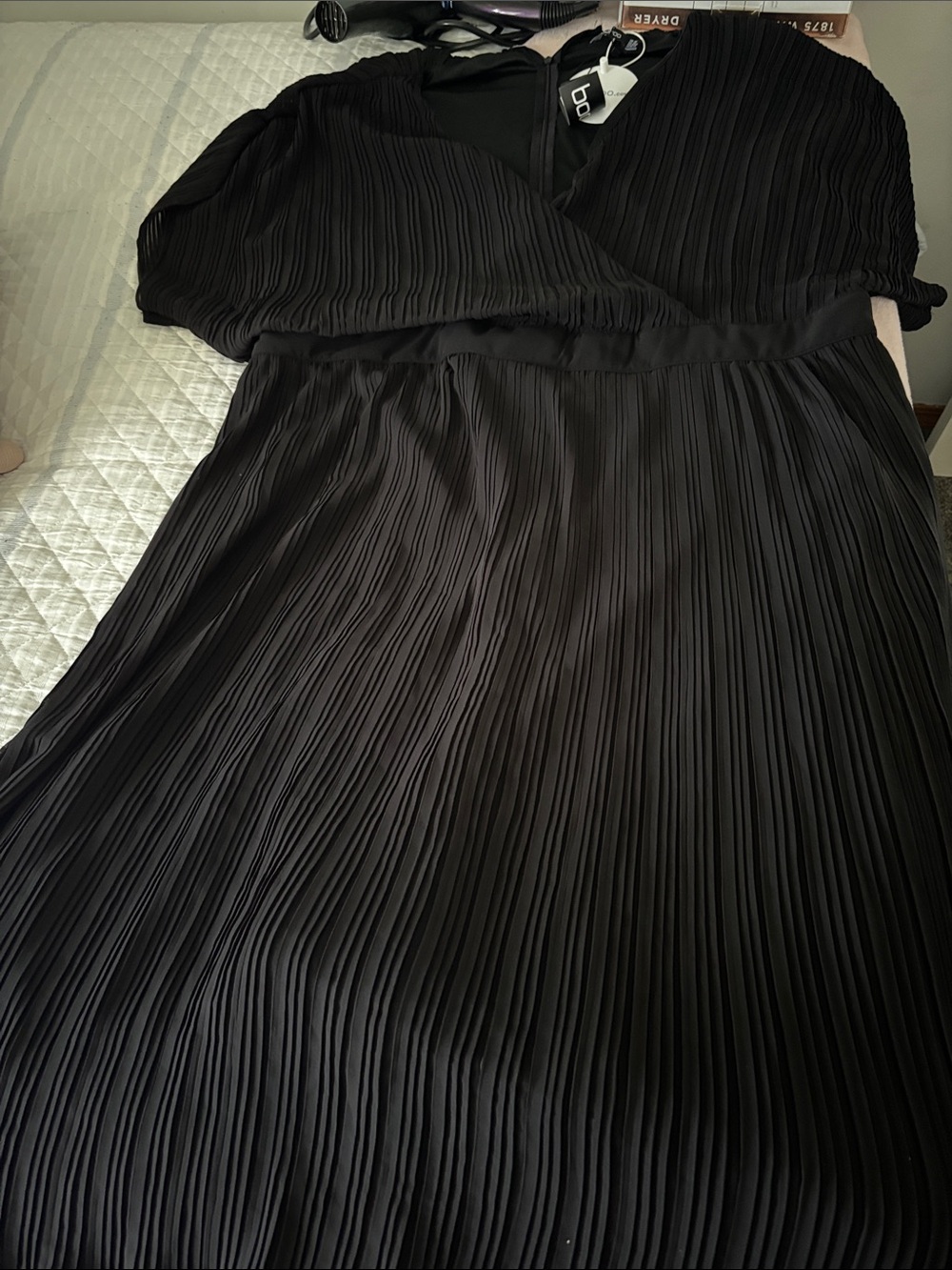 Boohoo Plus Black Pleated Midi Dress
